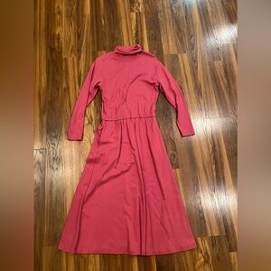 Eddie Bauer turtle neck dress pink heavy jersey cotton blend long